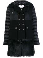Elisabetta Franchi Faux Fur Trimmed Coat - Black