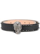 Philipp Plein Embellished Skull Belt - Black