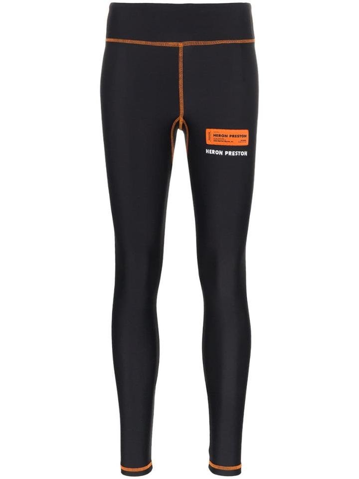 Heron Preston High Waist Contrast Stitch Leggings - Black