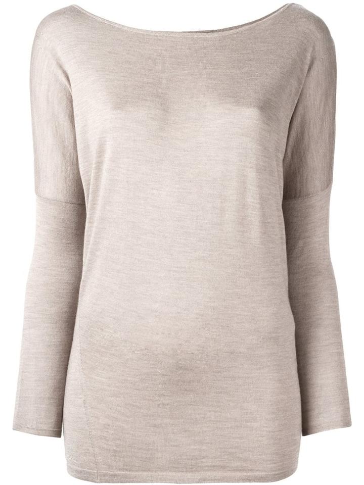 Ralph Lauren Purple Boat Neck Blouse, Women's, Size: Small, Nude/neutrals, Silk/cashmere