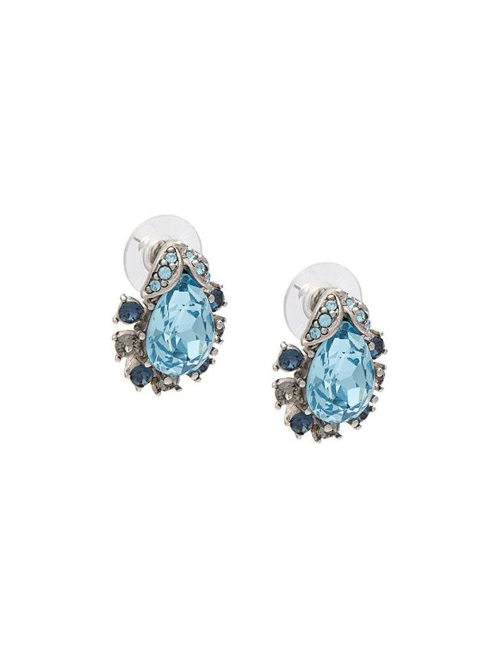 Oscar De La Renta Tiered Button Earring, Women's, Blue