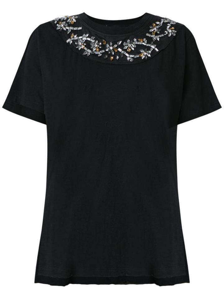 Andrea Bogosian - Embellished T-shirt - Women - Silk/cotton - Pp, Black, Silk/cotton