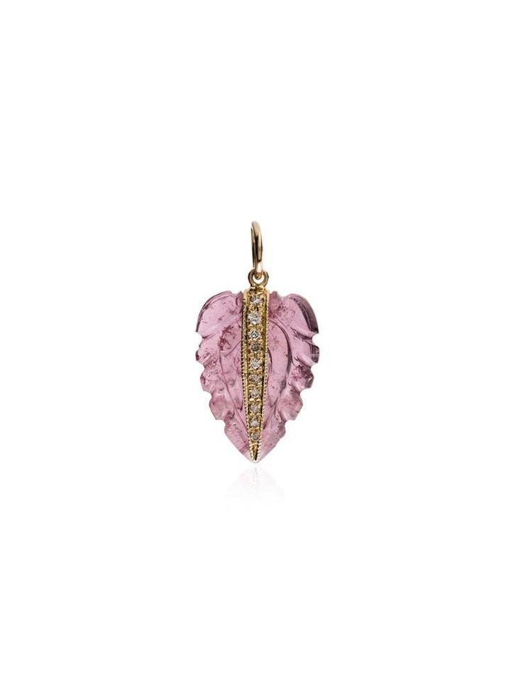 Jacquie Aiche 14kt Yellow Gold Tourmaline Leaf Pendant - Pink