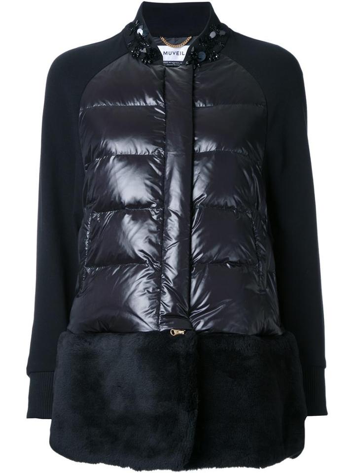 Muveil Embellished Neck Padded Jacket, Women's, Size: 38, Black, Nylon