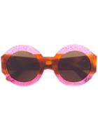 Gucci Eyewear Glitter Tortoiseshell Round Sunglasses, Women's, Size: 51, Brown, Acetate