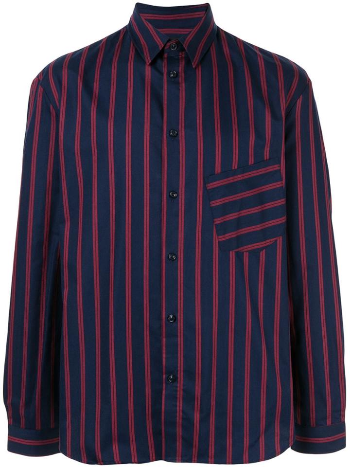 Band Of Outsiders Slanted Pocket Striped Shirt - Blue