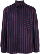 Band Of Outsiders Slanted Pocket Striped Shirt - Blue