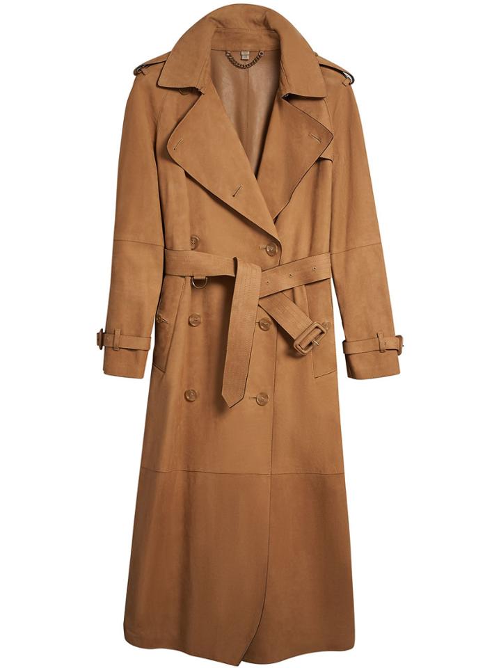 Burberry Nubuck Trench Coat - Brown