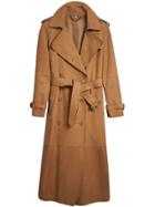 Burberry Nubuck Trench Coat - Brown