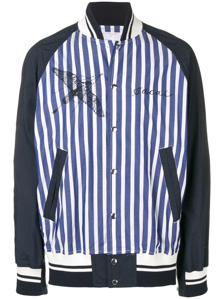 Sacai Striped Bomber Jacket - Blue