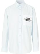 Burberry Tape Print Oxford Shirt - Blue