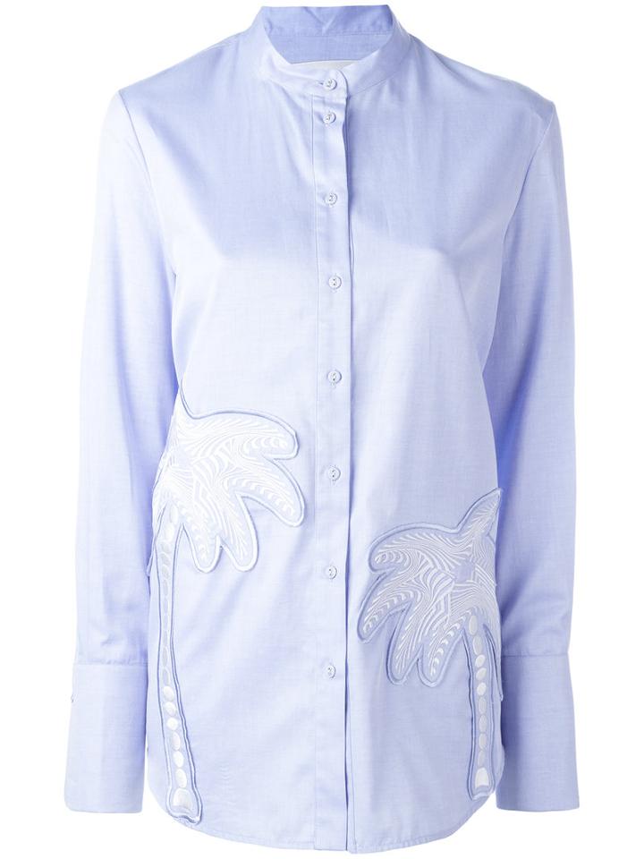 Victoria Victoria Beckham Palm Tree Shirt, Women's, Size: 6, Blue, Cotton/viscose