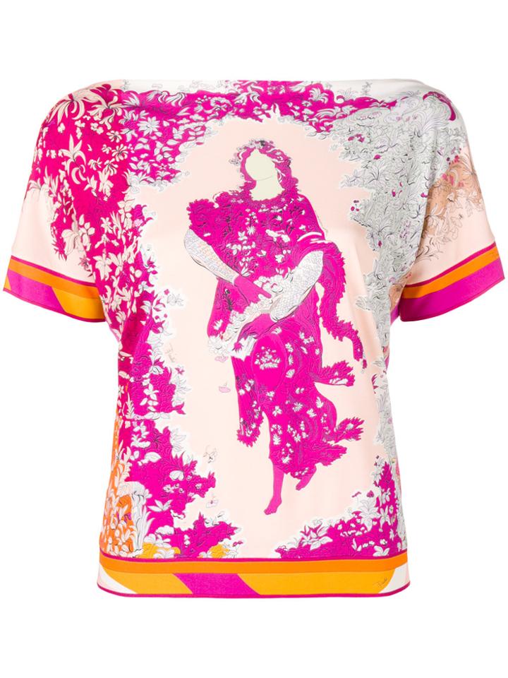 Emilio Pucci Floral Print Shortsleeved Blouse - Multicolour