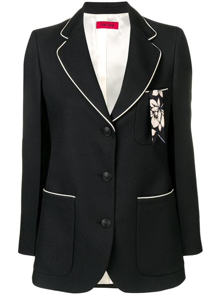 The Gigi Contrast Pocket Blazer - Black