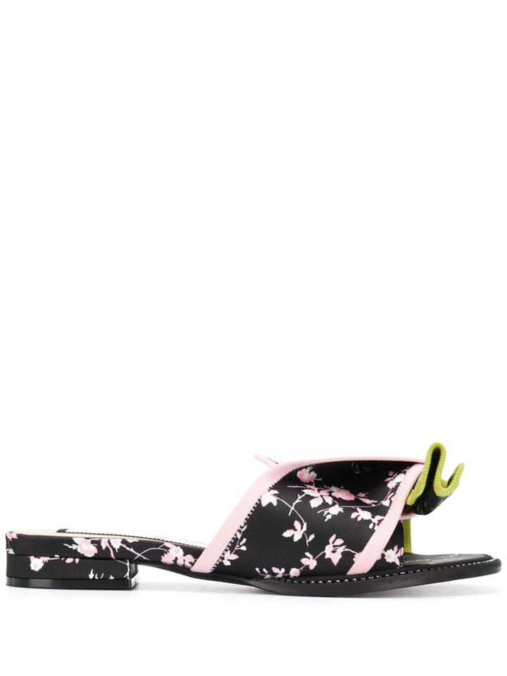 Nº21 Floral Print Tie Slides - Black