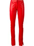 Loewe Straight Leather Pants, Women's, Size: 36, Red, Lamb Skin/acetate/viscose