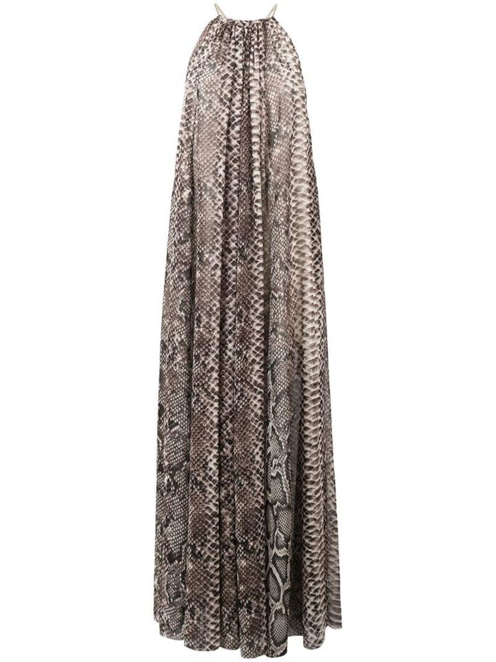 Elie Saab Snakeskin Print Maxi Dress - Neutrals