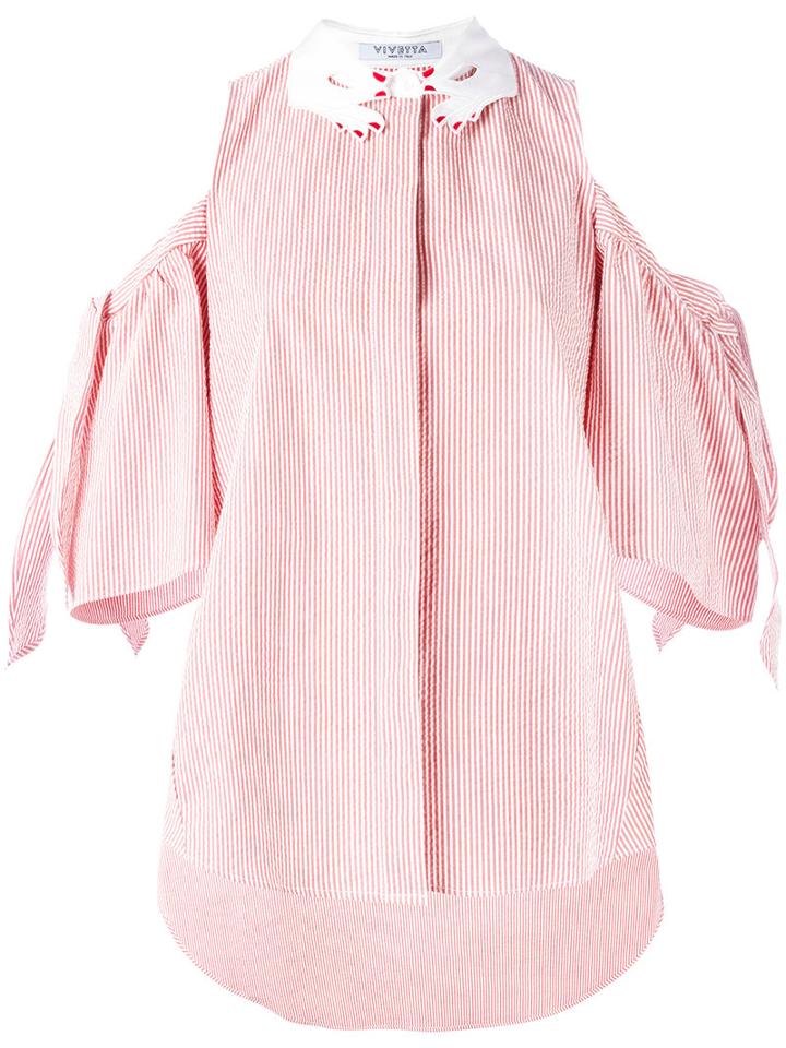Vivetta - Cold Shoulder Shirt - Women - Cotton - 42, Red, Cotton