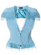 Elisabetta Franchi Lace Embroidered Short Jacket - Blue