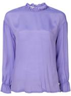 Baum Und Pferdgarten Ruffled Neck Blouse - Pink & Purple