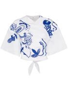 Marques'almeida Cropped Embroidered Wrap Top - White