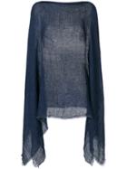 Destin Knitted Draped Poncho - Blue