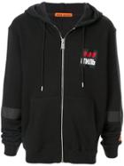 Heron Preston Logo Drawstring Zipped Hoodie - Black
