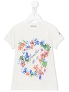 Moncler Kids Floral Print T-shirt, Girl's, Size: 10 Yrs, White