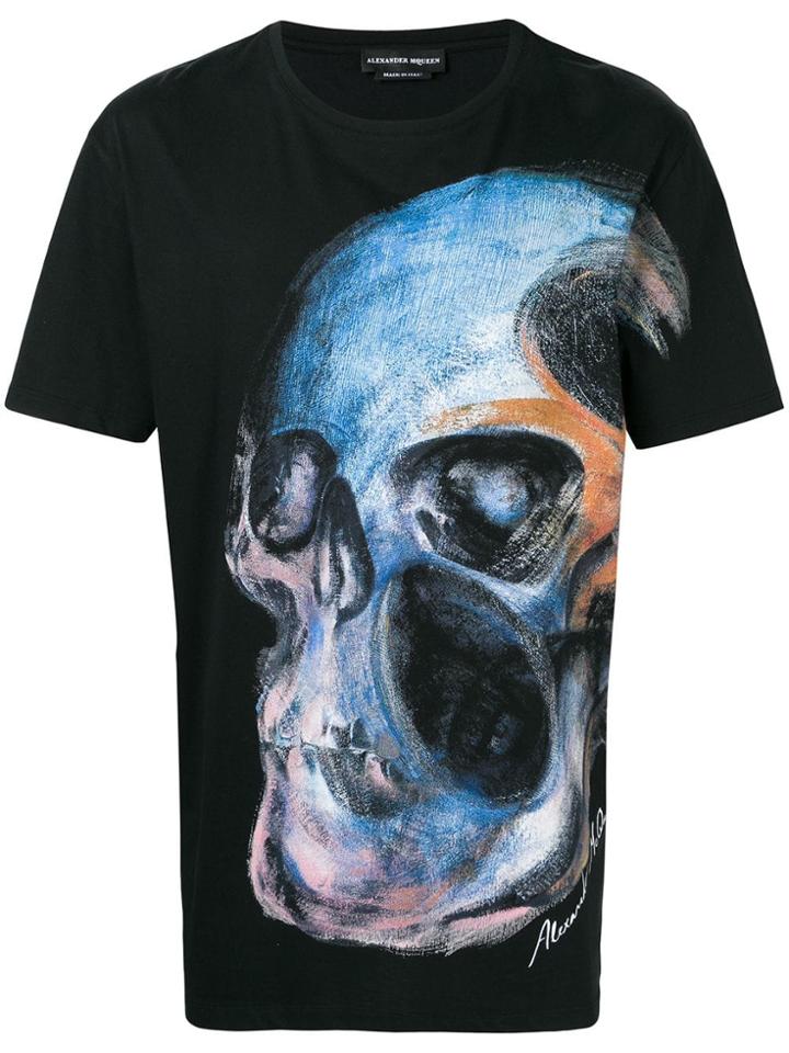 Alexander Mcqueen Painted Skull T-shirt - Black