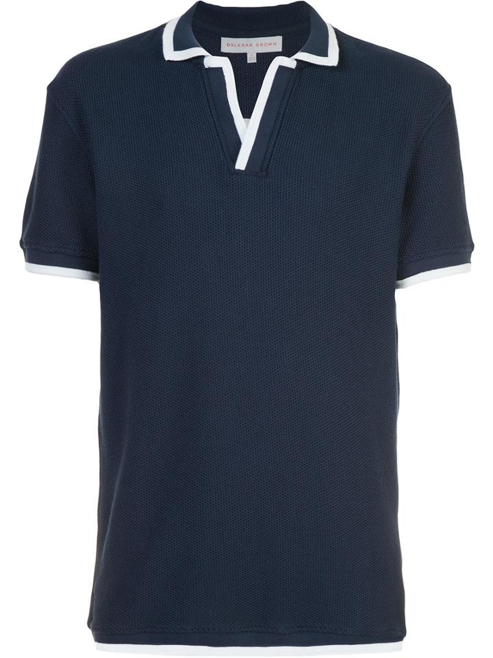 Orlebar Brown Erick Polo Shirt, Men's, Size: Large, Blue, Cotton
