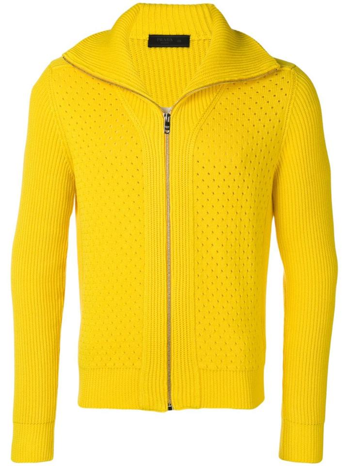 Prada Double Jacquard Cardigan - Yellow