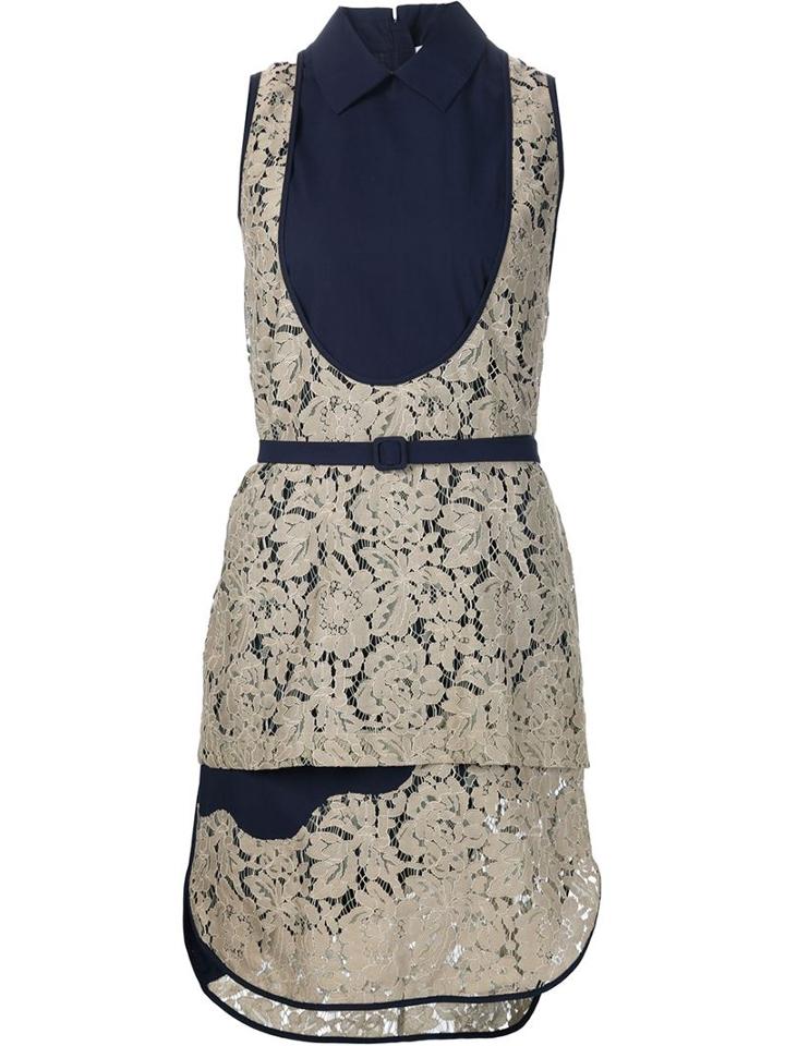 Msgm Classic Collar Lace Dress, Women's, Size: 42, Blue, Cotton/polyamide/viscose