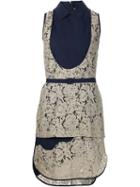 Msgm Classic Collar Lace Dress, Women's, Size: 42, Blue, Cotton/polyamide/viscose