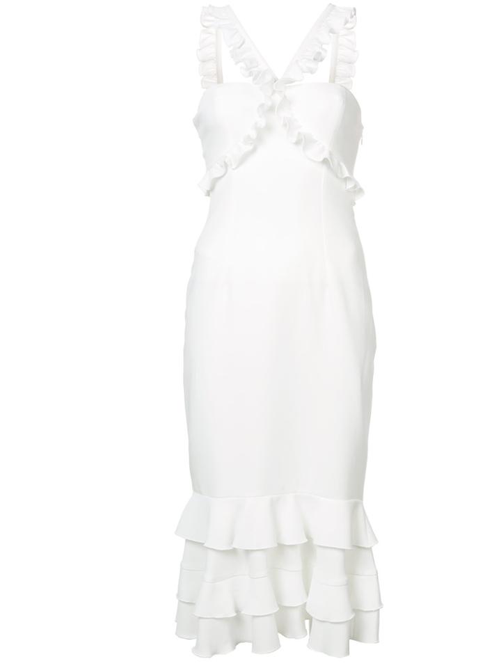 Cinq A Sept Frill Cross Strap Dress - White