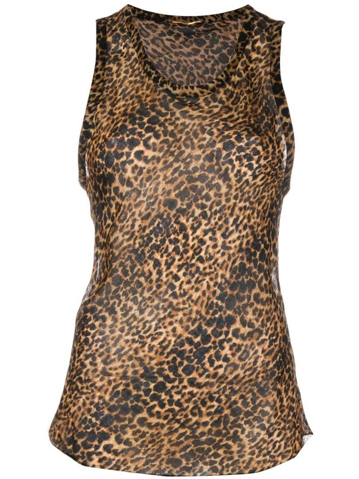 Saint Laurent Leopard Print Tank Top - Neutrals