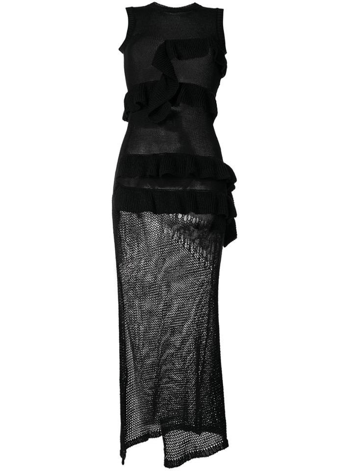 Each X Other Knitted Frill Thigh-split Dress - Black
