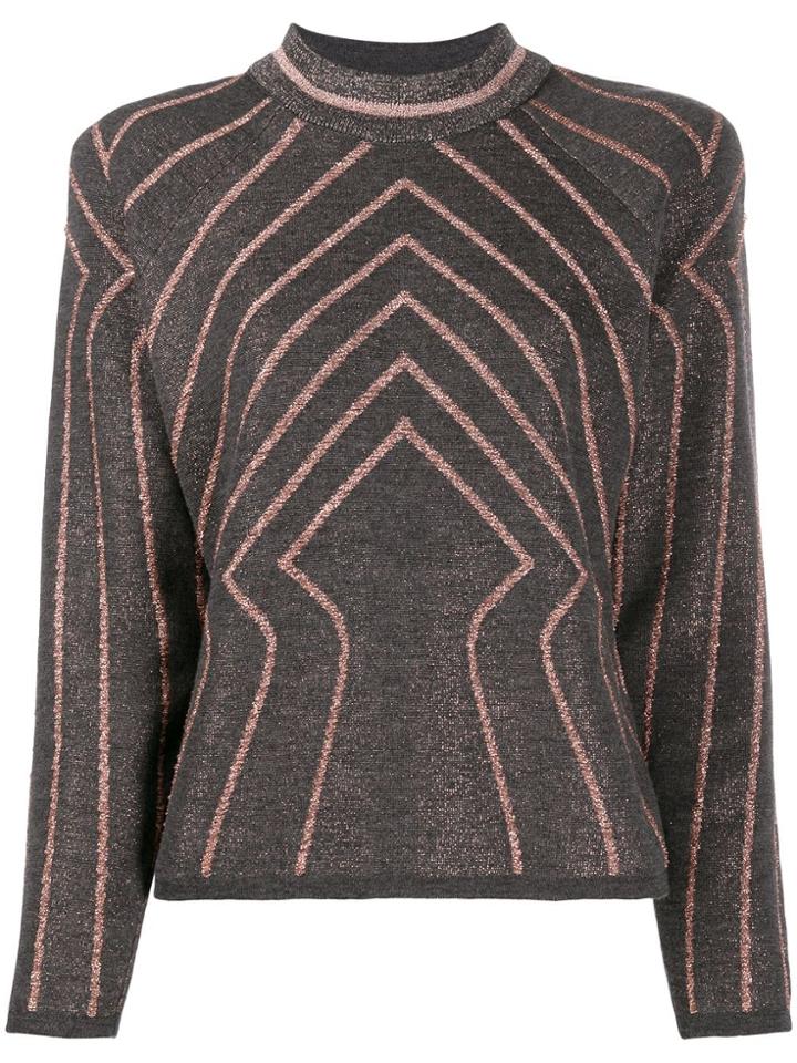 Alberta Ferretti Metallic Geometric-patterned Jumper - Grey