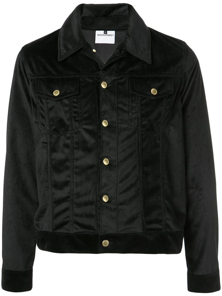 Nasaseasons Slogan Embroidered Shirt Jacket - Black