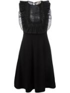 No21 Sleeveless Lace Panel Dress, Women's, Size: 40, Black, Cotton/silk