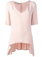 Stella Mccartney Frilled Hem V-neck Top, Women's, Size: 38, Pink/purple, Viscose/acetate/spandex/elastane