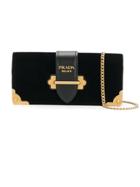 Prada Logo Chain Strap Clutch - Black