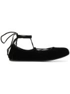 Prada Lace-up Ballerinas - Black