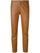 Joseph Skinny Fit Cropped Trousers, Women's, Size: 38, Brown, Cotton/lamb Skin/spandex/elastane