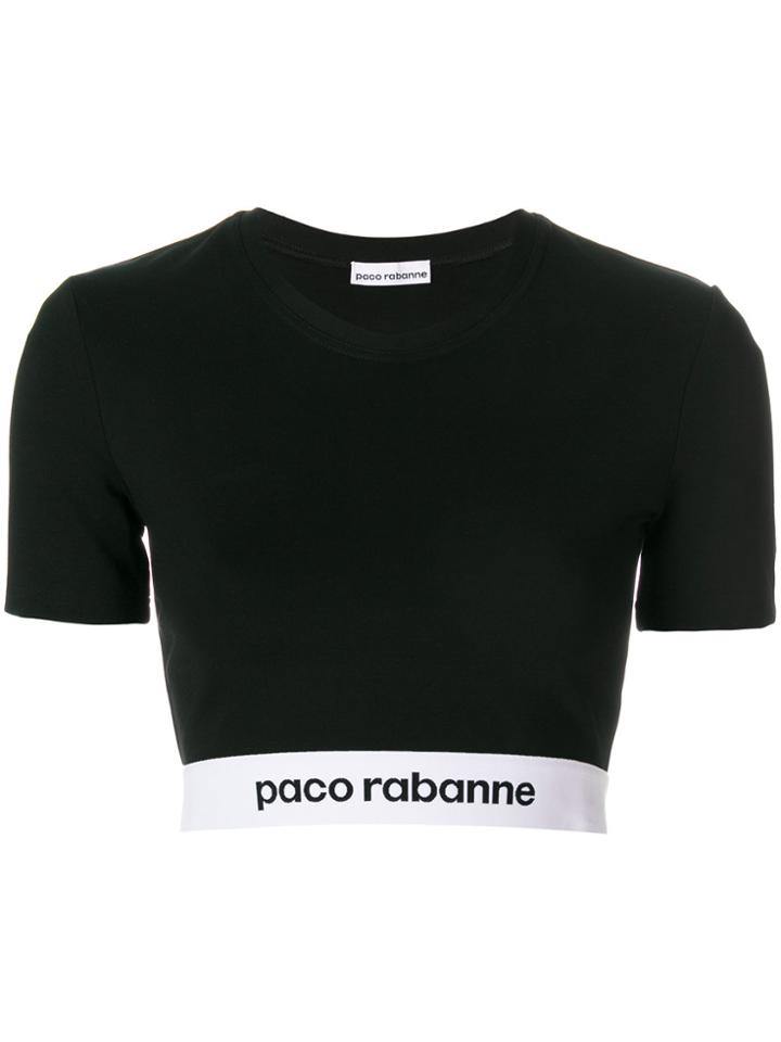 Paco Rabanne Logo Hem Crop Top - Black
