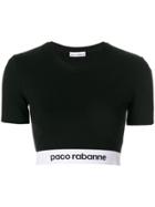 Paco Rabanne Logo Hem Crop Top - Black