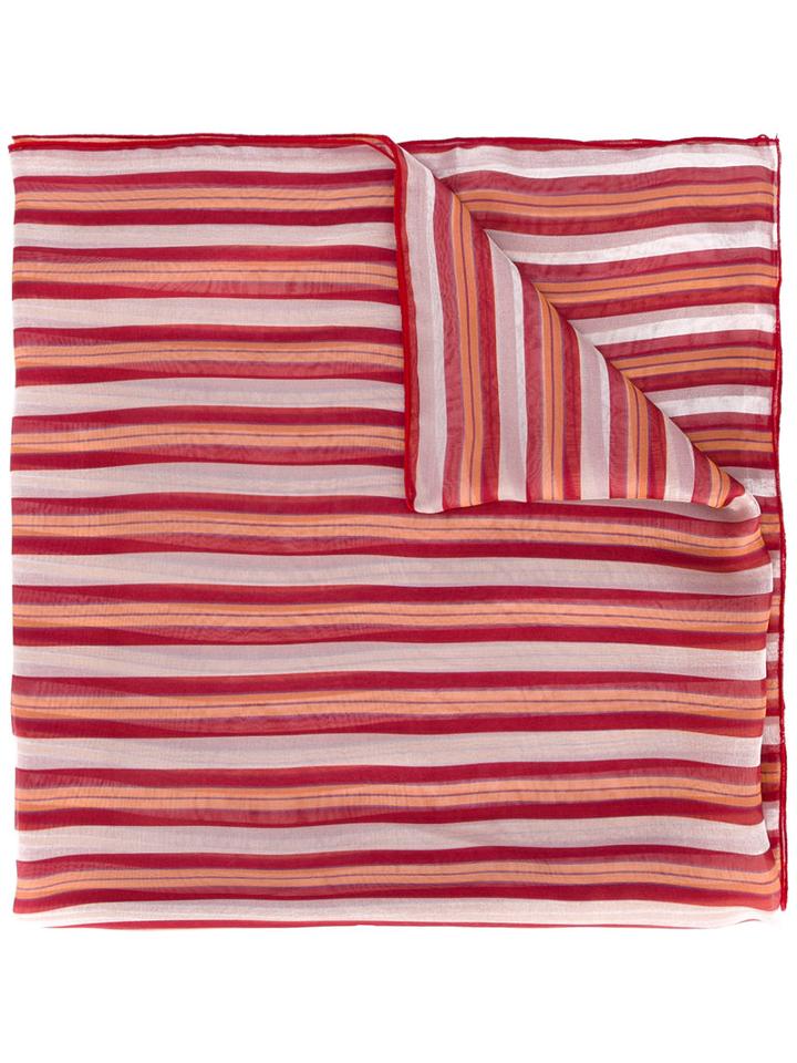 Ermanno Gallamini - Striped Scarf - Women - Silk - One Size, Red, Silk