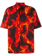 Msgm Flame Print Shirt - Red