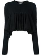 Philosophy Di Lorenzo Serafini Ruffled Cropped Jumper, Women's, Size: 40, Black, Acrylic/nylon/mohair