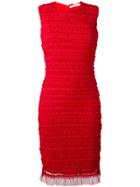 Givenchy Ruffle Embellished Pencil Dress - Red