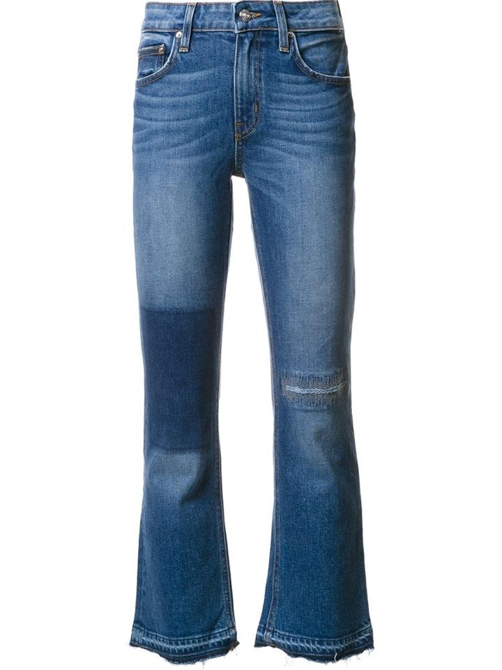 Derek Lam 10 Crosby Cropped Flare Jeans, Women's, Size: 30, Blue, Cotton